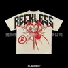 Camiseta con Estampado Distintivo Estilo Americano Street Gothic Algodón Puro Primavera y Otoño Nuevo Estilo Estilo Retro para Hombres y Mujeres Pareja