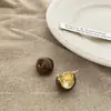 Brincos redondos com gota de esmalte série Marrom Caramelo para mulheres, temperamento retrô, design de nicho, alta qualidade, tarrachas multicoloridas, joias para orelha