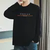Camiseta de Manga Larga de Algodón Puro de Peso Pesado 260g para Hombre, Camiseta de Algodón Suelta para Capa Interior de Otoño e Invierno, Camiseta con Estampado de Cuello Redondo, Abrigo de Otoño