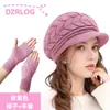 Gorro de Tricô Transfronteiriço de Inverno para Pessoas de Meia-Idade e Idosos, Forrado com Lã Sintética, Espesso, Quente, Chapéu e Luvas Protetores de Orelha, Boina de Lã da Moda para Mulheres