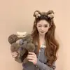 Tiara Fofa de Cabeça de Cachorro Chefe Desenho Animado Feminina 2025 Nova Tiara de Orelhas de Urso Grampo de Cabelo Gato Kt Peludo Acessório de Cabeça