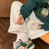 Calça de Moletom de Veludo de Cordeiro Masculina Inverno Reta Solta Quente Esportiva Forrada com Fleece Engrossada Tendência Perna Larga Casual