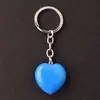 Llavero con colgante de corazón transfronterizo de 30*12 mm, corazón de cristal rosa de piedra natural, accesorio popular para DIY