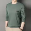 Bestseller de transmisión en vivo: Sudadera de manga larga y cuello redondo con un look sofisticado, una nueva colección de otoño para hombre, estilo coreano, moderna y versátil, camiseta básica