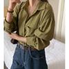 Ropa Femenina Coreana Dongdaemun Alta Calidad Otoño Color Puro Holgada Sensación Holgazana Versátil Literaria y Artística Aspecto Adelgazante Camisa