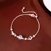 Pulsera colgante de estrella y luna de circón, fresca y elegante, estilo coreano, estilo ins, pulsera versátil, lujo ligero, sensación de alta gama, joyería para manos para mujer