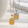 Moda Europeia e Americana Geométrico Criativo Estiloso Colar Aço Inoxidável Banhado a Ouro 18K Pingente Rosto de Sol Colar Feminino Luxo Acessível