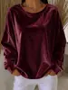 (Desarrollado por Anuo) 2026 Ropa europea y americana para mujer Estación independiente de Amazon Top de terciopelo cuello redondo manga larga camiseta casual