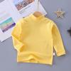 Blusas Térmicas de Algodão Puro Infantil 2024 Outono e Inverno Meninos e Meninas Gola Alta Outono Roupas Bebê Camisetas Básicas Atacado em Estoque