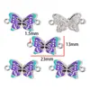 Accesorio de joyería de aleación que gotea aceite, colgante de doble mariposa, accesorio de eslabón decorativo para pulsera y collar DIY W731