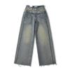 Jeans Feminino Design Europeu e Americano Costura Lavada Outono 2023 Spice Girl Old Cintura Alta Perna Larga Calças de Chão