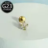Piercing Labial Stud de Titânio F136 com Design de Flor Relâmpago e Cravação de Zircônia, Joia para Body Piercing com Corpo de Titânio de Grau Cirúrgico, Produto em Estoque do Fabricante