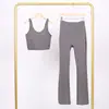 Conjunto de Chaleco Lulu U y Pantalones Acampanados, Ajustado con Cuello Alto, Cremallera Dorada Elástica, Conjunto para Fitness Yoga