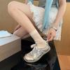 Mãe de uva com sapatos de treino estilo balé em couro femininos sapatos forrest gump sapatos brancos pequenos sapatos de pai sapatos femininos plus size 41-43