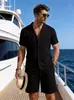 2026 Conjunto de Camisa de Lino de Manga Corta de Amazon Camisa de Cardigan Casual Holgada de Verano de Algodón y Lino en Stock
