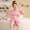 Pijama de Algodón Puro para Niñas, Verano para Niños, Delgado, Manga Corta, Conjunto de Dos Piezas para Bebé, Niñas Grandes, Ropa de Casa para Padres e Hijos