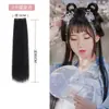 Peluca Hanfu, Extensión de Cabello de Una Pieza Estilo Antiguo, Moño Alto, Cabello Corto, Cabello Rizado de Seda de Maíz para Disfraz Antiguo, Cabello Largo Lacio