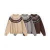 Yidao Vintage Otoño 2026 Nueva Colección: Suéter Pulóver Fair Isle, Unisex, Retro, Corte Relajado, Cuello Redondo, Tejido Jacquard