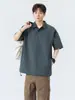 Camisa Polo Corta de Montaña al Aire Libre Estilo Retro Americano 2025 Primavera Nueva, Cuello Camisero, Pulóver de Moda High Street para Hombre