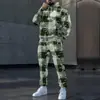Conjunto de moletom com capuz 3D masculino de caimento solto para outono e inverno, estampa de Natal, conjunto esportivo de duas peças, estilo moderno de exportação transfronteiriça