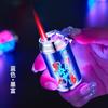 XC828-1 nuevo mini encendedor de lata de refresco con luces intermitentes, encendedor de plástico a prueba de viento para cigarrillos, juego para fumar al por mayor
