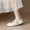 Sapatilhas Femininas Weiwei Lady 6696-38 com Babados, Sapatos Mary Jane de Tira Única Estilo Francês para Combinar com Vestidos