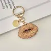 Venta Caliente Transfronteriza Arcilla Polimérica Pedrería Labios Rojos Grandes Llavero de Coche Colgante Full Pedrería Creativo Encanto Ligero de Lujo para Bolso