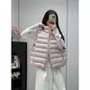 Chaleco ligero de algodón plumón estilo acanalado para mujer, estilo corto, nuevo para otoño/invierno, versión coreana, holgado, cuello alto, muy bonito, top sin mangas
