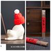 Red Hat Lindo Gato Línea Fragancia Inserción Fragancia Mascota de Té Adornos de Mesa de Té Línea Aquiline Sándalo Cerámica Horno de Aromaterapia Nuevo Estilo Chino Retro