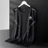 Colete de seda gelo masculino respirável de secagem rápida esportivo casual colete largo roupa externa gola redonda sem mangas camiseta da moda