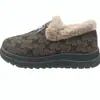 Zapatos de Algodón de Invierno para Madres de Mediana Edad y Mayores para Mujer con Ribete de Piel de Terciopelo Plus, sin Cordones, Suela Gruesa Antideslizante, Zapatos de Tela del Viejo Pekín, Zapatos Cálidos para Mujer