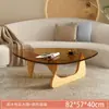 Mesa de centro de vidro temperado para salas pequenas, uso doméstico, madeira maciça, design moderno minimalista, mesa de chá redonda criativa Isamu Noguchi