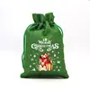 Bolsa de Regalo Navideña Verde al por Mayor Transfronteriza Bolsa con Cordón de Papá Noel Bolsa de Dulces de Nochebuena Bolsa para Manzanas Bolsa de Lino