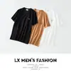 Lx Coqueiro Verão 2023 Bordado Ins Manga Curta Marca Tendência Masculina Manga Meia-Manga Camiseta Branca Camiseta Estilo Hong Kong
