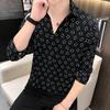 Camisa de manga curta masculina de verão 2022, nova marca de moda, cabeleireiro, camisa de sete mangas, 871