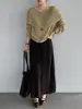 Saia de Malha Jiang Chi~Saia longa de malha com cordão, estilo coreano, casual e elegante, versátil e afina a silhueta A033