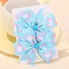 Conjunto de Presilhas de Cabelo Arco-Íris Pônei Estampado Europeu e Americano Laço Costelado Cauda de Peixe Presilha de Bebê Acessório de Cabelo Infantil