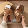 Pantuflas mullidas de invierno para mujer, para interior, con forro polar adicional, estilo coreano, juveniles, con lazo, cálidas, de punta cerrada, suela gruesa, nuevo estilo de pantuflas de punta cerrada