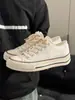 Zapatos de Lona con Mecanismo de Retorno para Mujer, Novedad Primavera 2026, Zapatos Casuales de Tela de Caña Baja en Blanco y Negro, Tenis con Suela Gruesa para Hombre, Zapatos de Pareja