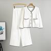 Traje de Moda Estilo Coreano para Comercio Exterior Transfronterizo para Mujer Otoño Nueva Moda Cárdigan de Suéter Tejido Conjunto Casual de Dos Piezas
