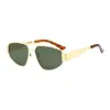 Gafas de Sol de Moda Hip-Hop Doble Puente Europeas y Americanas Gafas de Sol Metálicas Cuadradas y Redondas Adelgazantes para Rostro Marco de Metal Estilo Aviador para Hombres