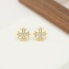 Nuevos pendientes dorados con microincrustaciones de circonitas en forma de cruz, pequeños y exquisitos, de moda, retro, elegantes y combinables para mujer.