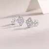 Moda de Luxo Leve Transfronteiriça Mais Vendido Novo Conjunto de Prata S925 com Flor Brincos de Moissanita Joias Finas Acessórios de Joalheria para Mulheres