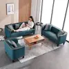 Sofá de tecido minimalista nórdico para apartamentos pequenos, adequado para salas de estar, espaços de aluguel duplos, quartos e apartamentos, disponível em designs de três lugares simples e modernos