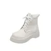 Novas botinhas de cadarço estilo coreano com solas grossas, saltos plataforma, botas casuais plataforma, tamanhos 34-45, desejo botas de comércio exterior, botas de tamanho grande
