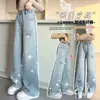 Pantalones de Niña 2026 con Pedrería Primavera y Otoño Pierna Recta Pierna Ancha para Niños Mayores, Estudiantes de Secundaria, Jeans de Invierno Estilo Coreano