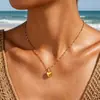 Corrente de Lábio Titânio Aço Galvanizado PVD Colar Coração Corrente de Clavícula Menina Doce Luxo Leve Ouro 18K Não Desbota Fornecimento Exclusivo Transfronteiriço Feminino