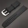 Pulseira de borracha 22mm listra lateral pulseira de silicone à prova de suor à prova d'água esportiva fivela de prata escovada venda quente transfronteiriça