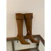 Botas de Gamuza de Punta Fina Estilo Coreano Hasta la Rodilla para Mujer Invierno Cremallera Lateral Fruncidas Botas Retro de Dos Vías Botas Adelgazantes