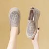 Sapatos Femininos de Renda Estilo Jinbukang Xiaoxiang Verão Malha Respirável Sapatos de Pescador Sola Grossa Preguiçoso Pedal Único Casual Board